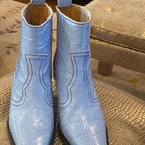 ganni blue cowboy boots